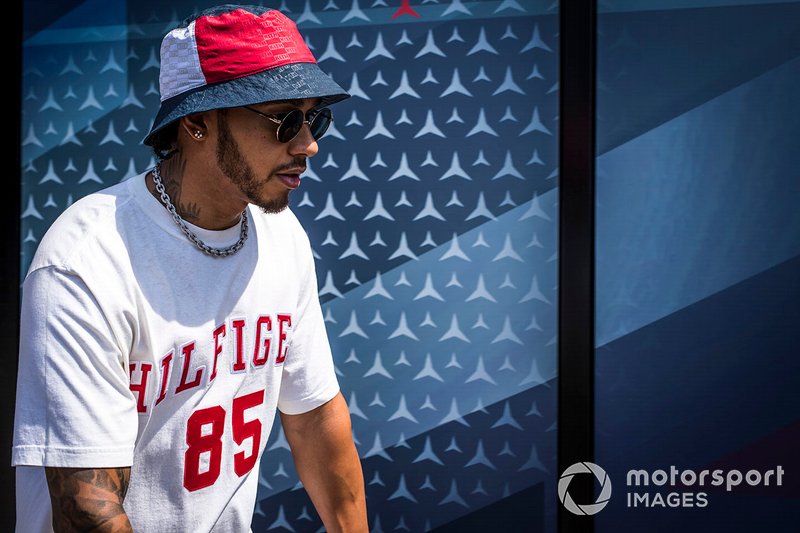 Lewis Hamilton, Mercedes AMG F1 on a scooter in the paddock