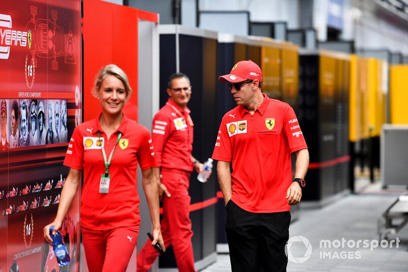 Sebastian Vettel, Ferrari in the paddock