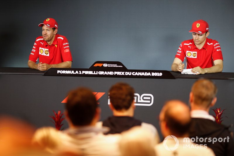 Sebastian Vettel, Ferrari and Charles Leclerc, Ferrari in Press Conference 