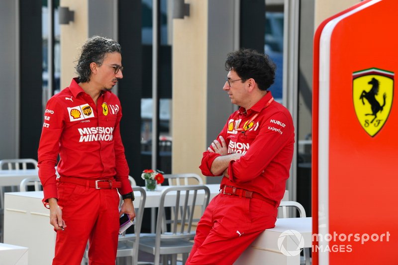 Laurent Mekies, Sporting Director, Ferrari, and Mattia Binotto, Team Principal Ferrari 
