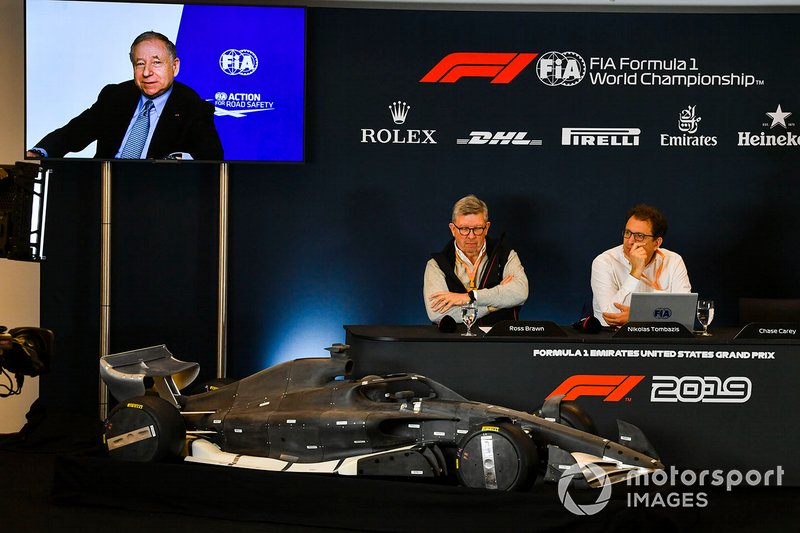 The 2021 Formula 1 technical regulations are unveiled in a press conference, Jean Todt, President, FIA, Ross Brawn, Managing Director of Motorsports, FOM, and Nikolas Tombazis