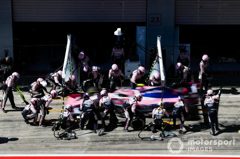 Lance Stroll, Racing Point RP19 pit stop 