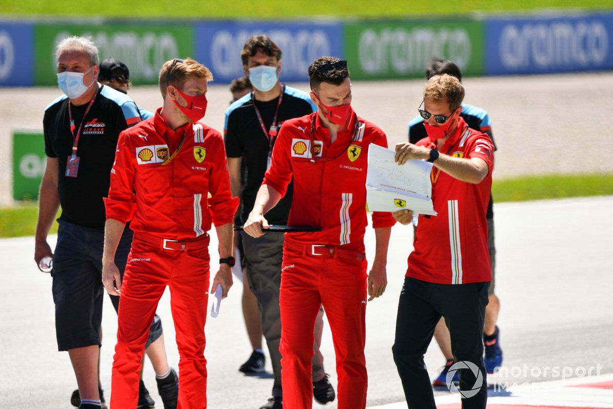 Sebastian Vettel, Ferrari walks the track
