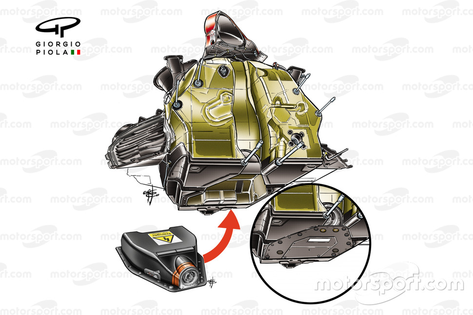 Ferrari F60 chassis, fuel tank and KERS battery (bottom)