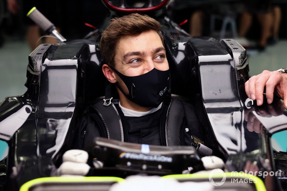 George Russell, Mercedes-AMG F1 in his car