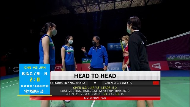 韦尔瓦世锦赛女双半决赛：陈清晨/贾一凡2-0战胜松本麻佑/永原和可那